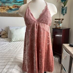 S, M, and L - Adorable Blush Pink Lace and Velvet Dress